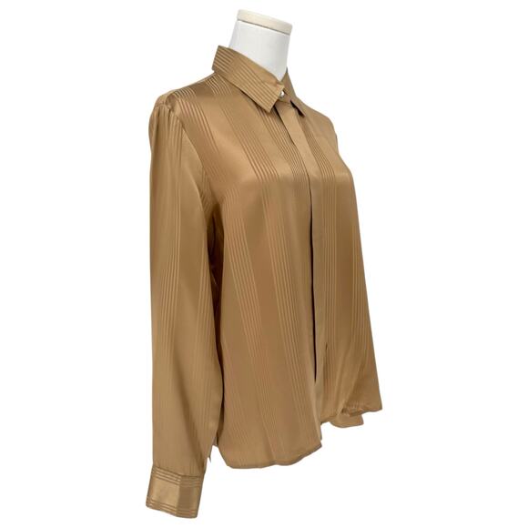 Vintage 1990s Rena Rowan Silk Vertical Stripe Button-Up Shirt Sz 10 Minimalist - Picture 3 of 6